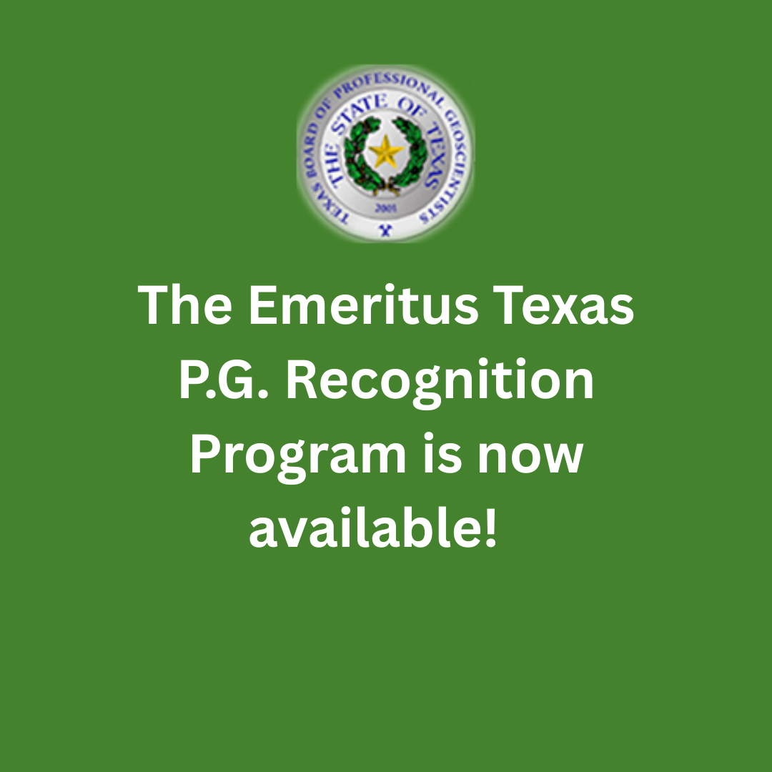 The Emeritus Texas P.G. Recognition Program is now available!